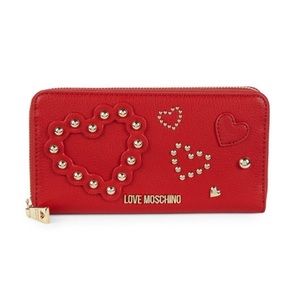 Love Moschino heart stud long wallet in red